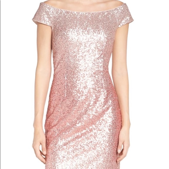 NWT Vince Camuto Blush Peach Sequin Midi Dress - Picture 2 of 11